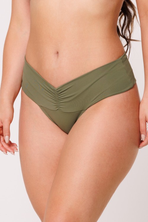 Calcinha Biquini Franzida Verde Escuro