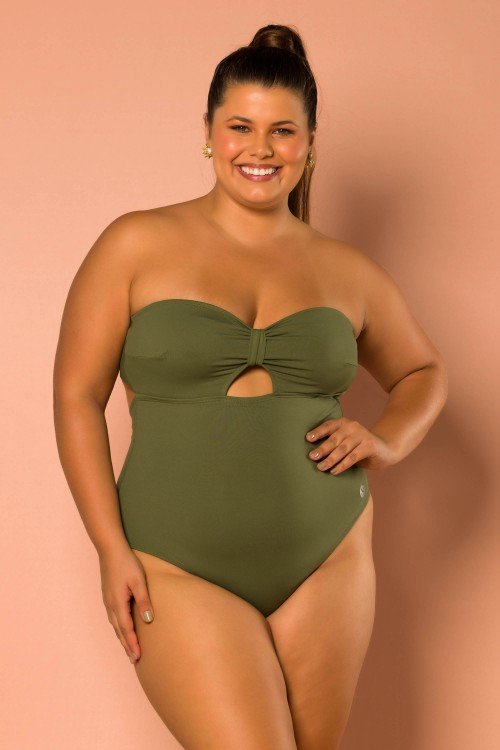 Body Maiô Com Bojo Removível Tomara Que Caia Verde Escuro