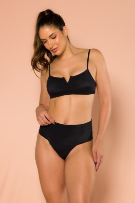 Calcinha Biquini Com Pala Larga Preto
