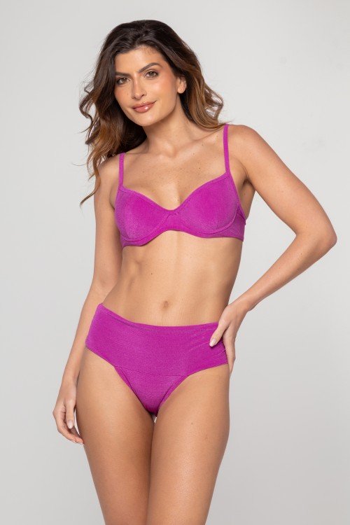 Calcinha Biquini Com Pala Larga Roxo Escuro