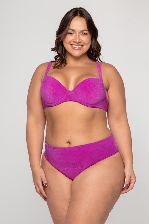 Calcinha Biquini Com Pala Larga Roxo Escuro