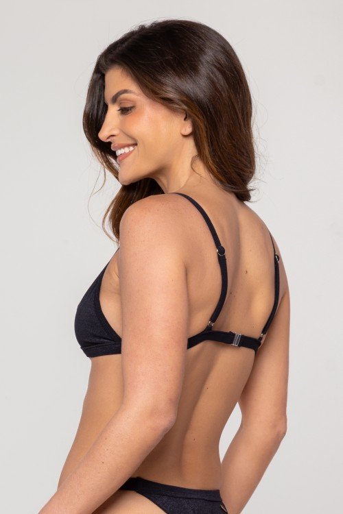 Top Biquini Triângulo Com Bojo Removível Preto