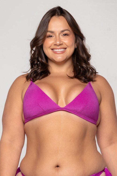Top Biquini Triângulo Com Bojo Removível Roxo Escuro