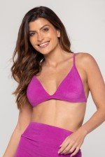 Top Biquini Triângulo Com Bojo Removível Roxo Escuro