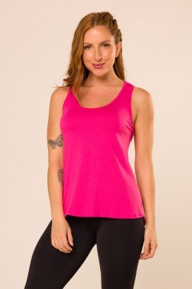 Imagem do Produto Camiseta Decote nas Costas e Detalhe em Tela Rosa Pink