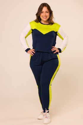 Conjunto Calça e Blusa Marinho com Verde