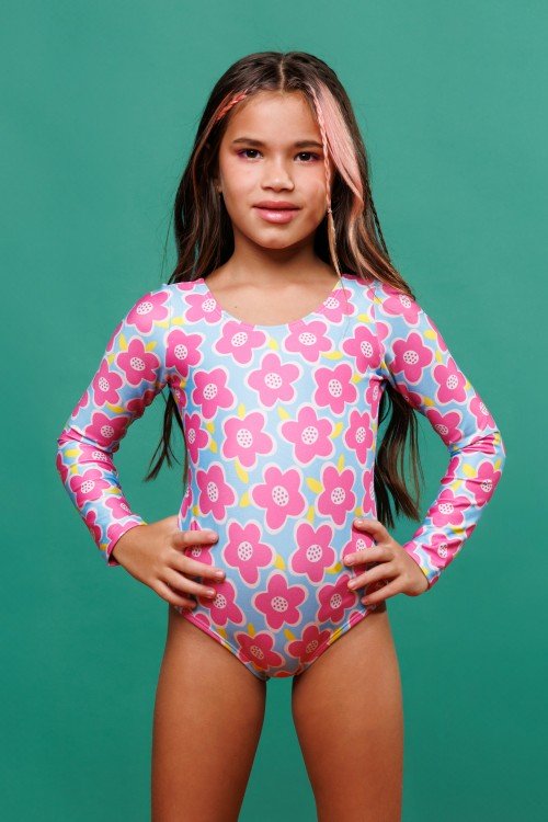 Body Maiô Infantil Manga Longa Estampa E333