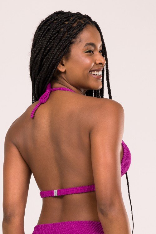 Top biquini Cortininha Fixa Roxo Escuro