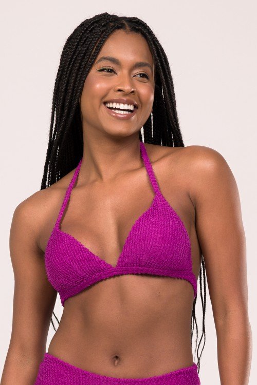 Top biquini Cortininha Fixa Roxo Escuro