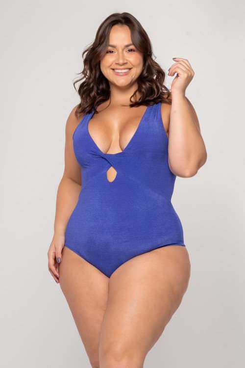 Body Maiô Decote Torcido Azul