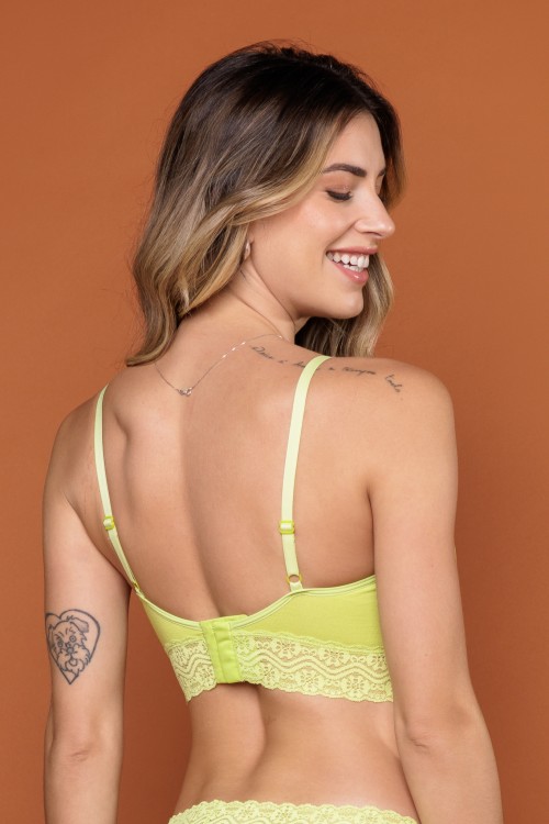 Sutiã Top Viscose Basic Detalhe em Renda Verde Lima