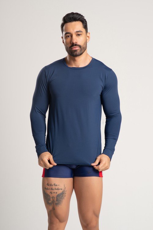 Blusa com Proteção UV50+ Azul Marinho Masculina