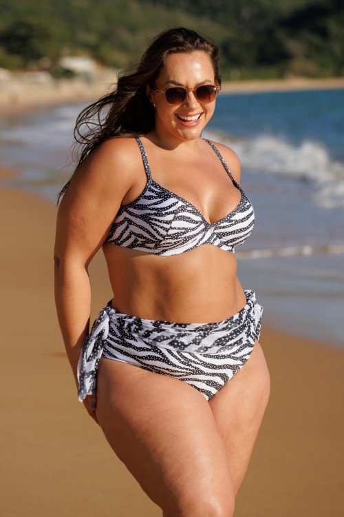 Calcinha de Biquini Sainha 2 em 1 Estampa PB