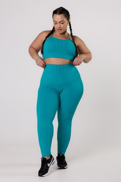 Calça Legging Básica Jacquard Verde Jade