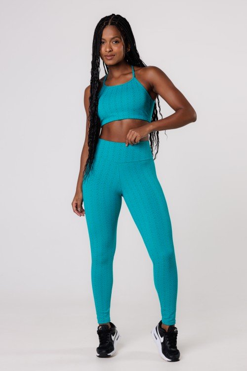 Calça Legging Básica Jacquard Verde Jade