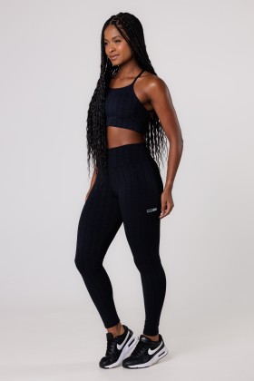 Calça Legging Básica Jacquard Preta Hipy