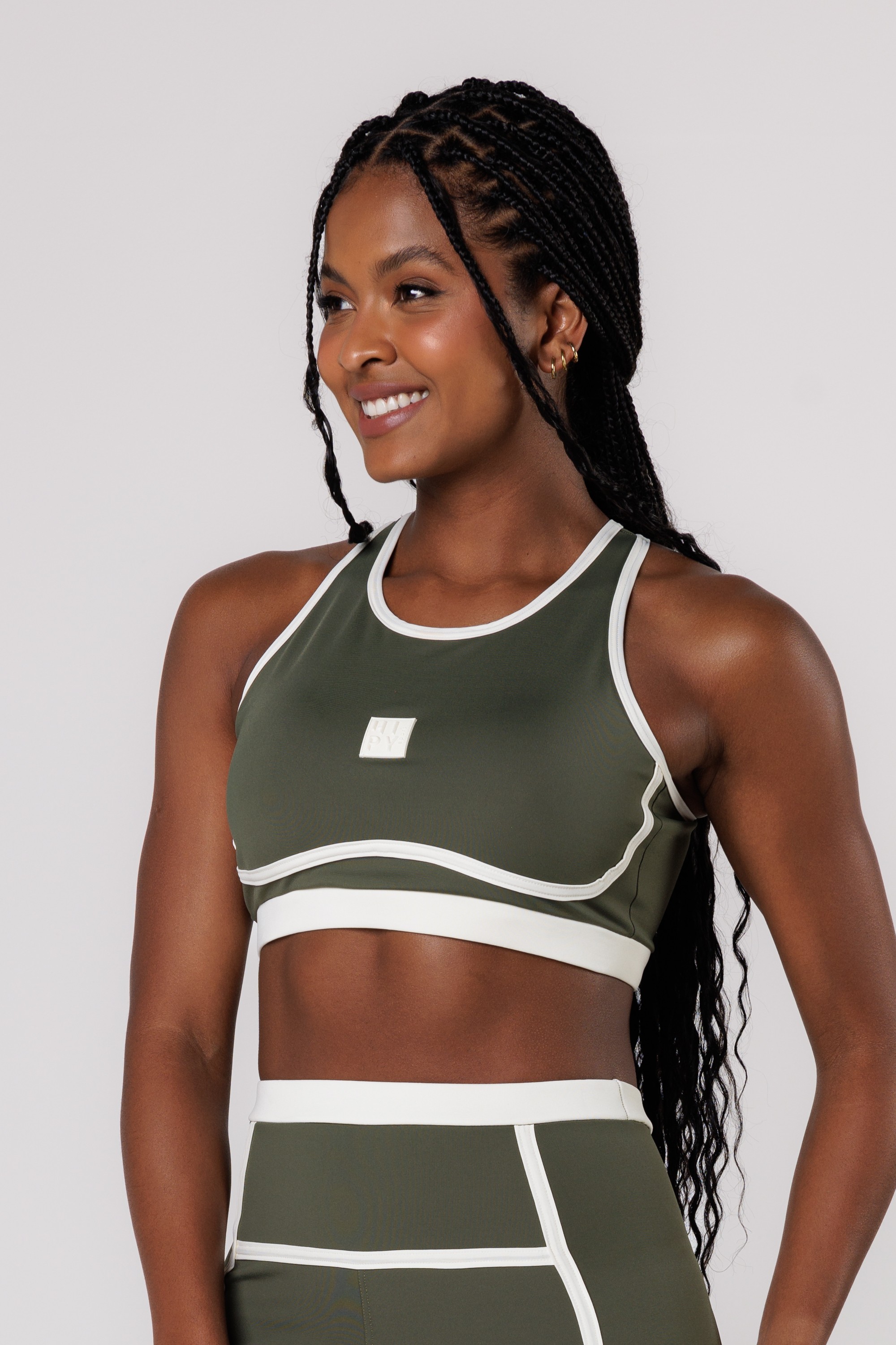 Top Fitness Bicolor Recortes Verde Escuro - Hipy