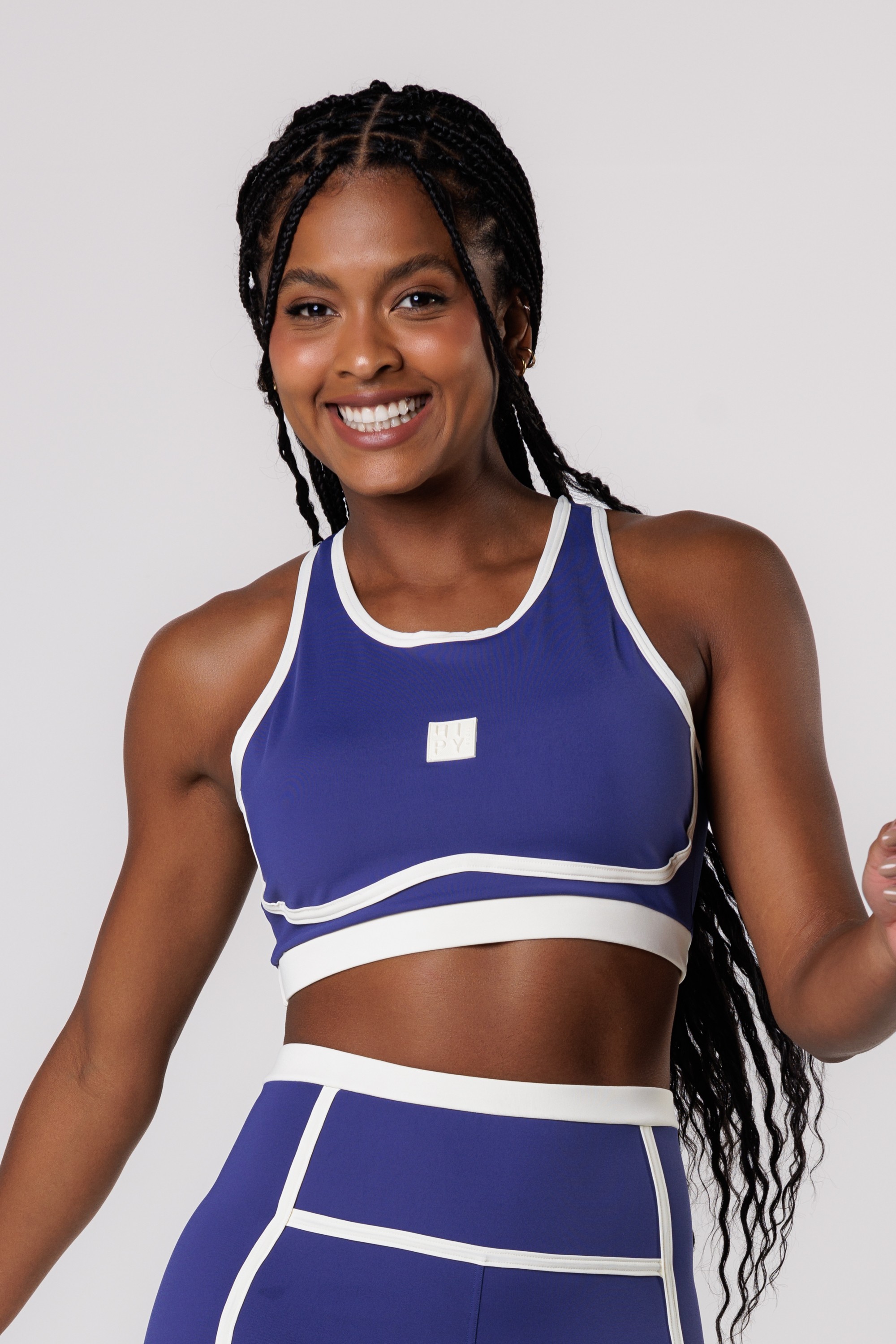 Top Fitness Bicolor Recortes Azul - Hipy
