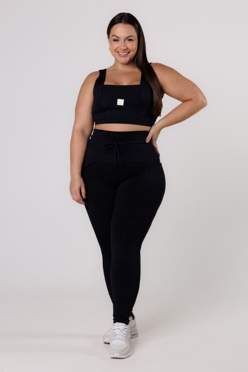 Calça Legging com Cadarço na Cintura Preto