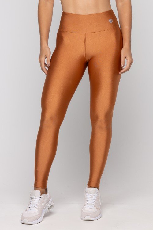 Calça Legging Brilho Básica Caramelo