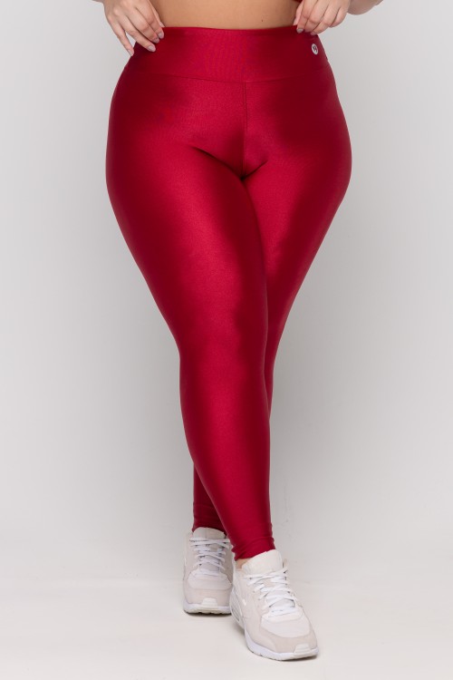 Calça Legging Brilho Básica Cereja