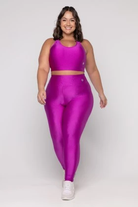 Calça Legging Brilho Básica Fúcsia
