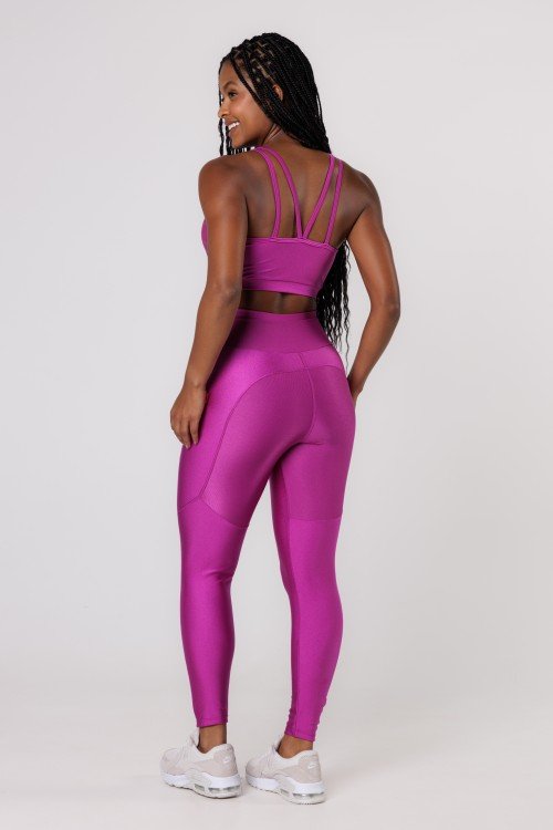 Calça Legging Recortes Shine Fúcsia