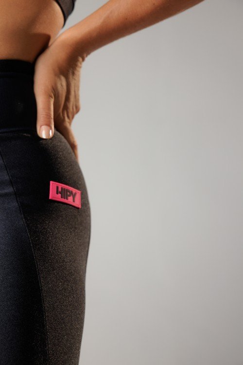 Calça Legging Recortes Shine Preta