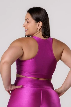 TOP FITNESS NADADOR COM BOJO REMOVÍVEL FÚCSIA