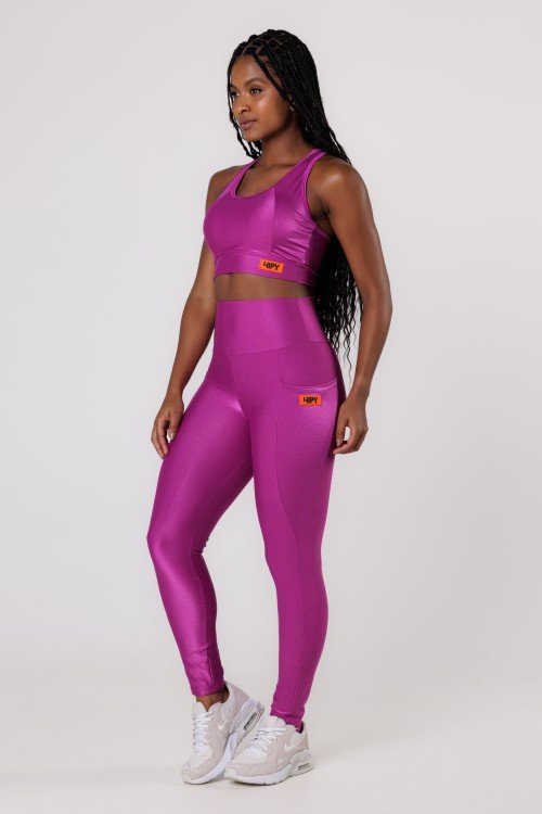 Calça Legging com Bolso Shine Fúcsia