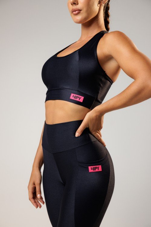 Calça Legging com Bolso Shine Preta