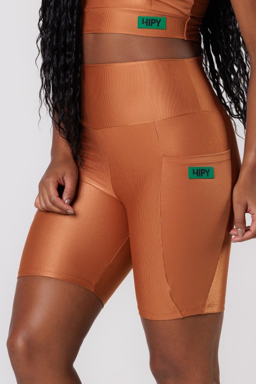 Bermuda com Bolso Shine Caramelo