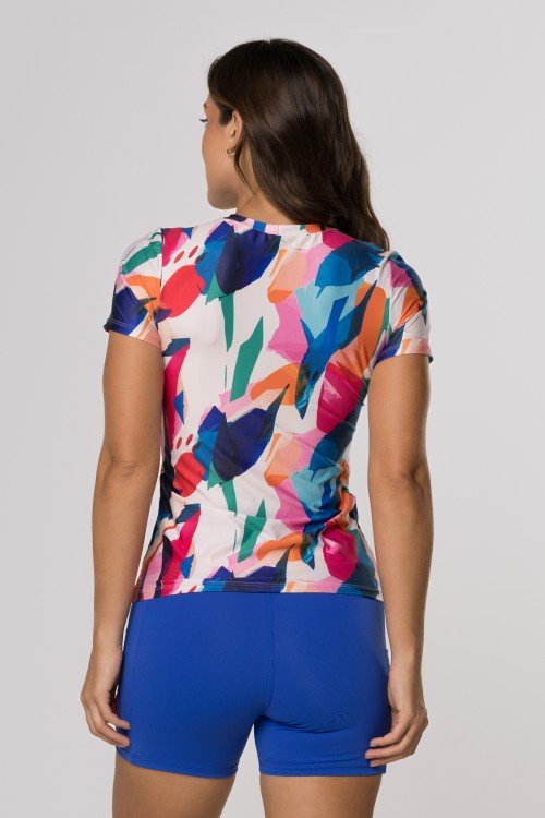 Blusa com Proteção UV50+ Manga Curta Estampa Brisa