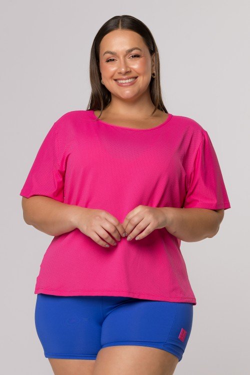 Blusa Manga Curta Dry Fit Rosa