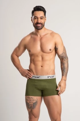 Cueca Boxer Fibra de Bambu Canelado Verde