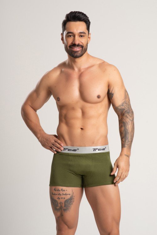 Cueca Boxer Fibra de Bambu Canelado Verde