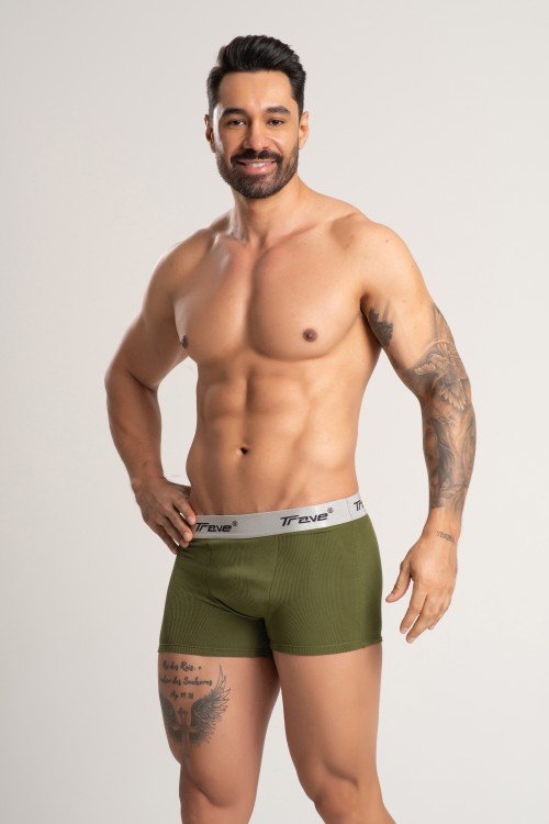 Cueca Boxer Fibra de Bambu Canelado Verde