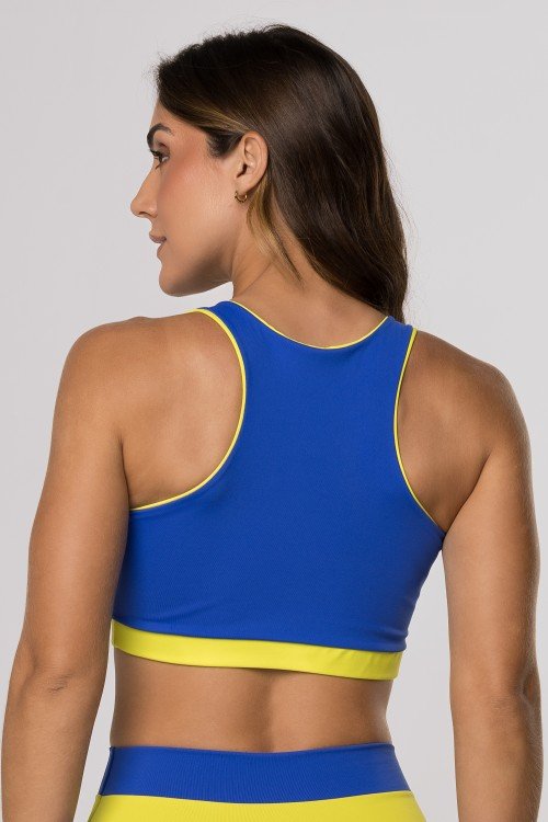 Top Fitness Nadador Dupla Face Azul/Verde Lima