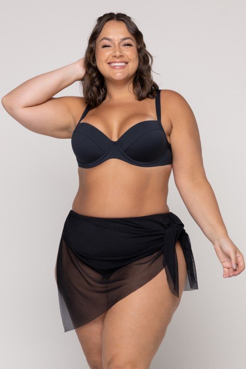 Calcinha de Biquini Sainha 2 em 1 Preta