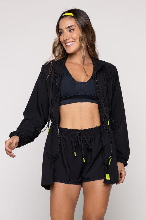 Parka Corta Vento Preto