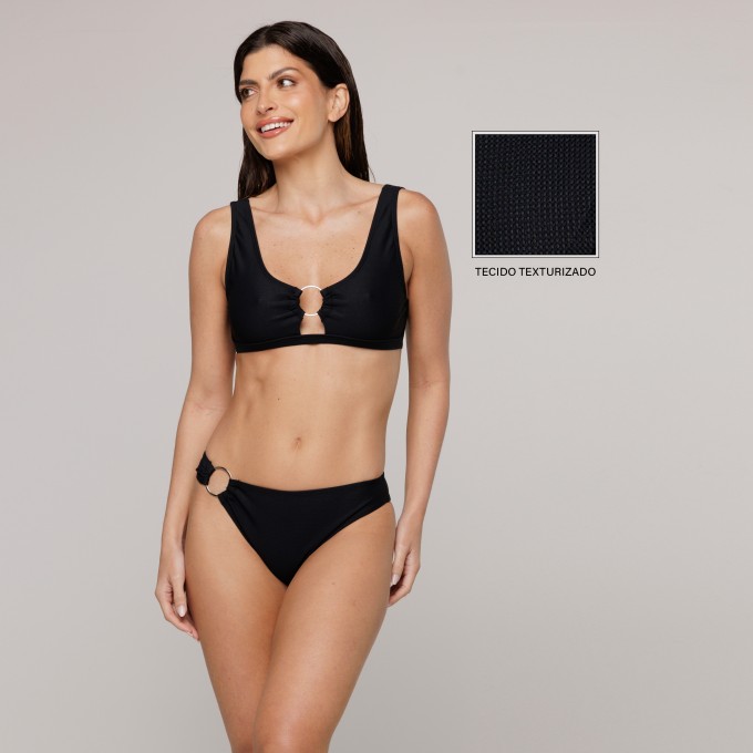 Calcinha Biquini Argola Preta