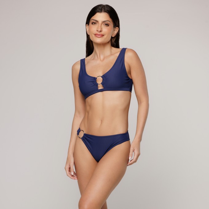 Calcinha Biquini Argola Azul Marinho