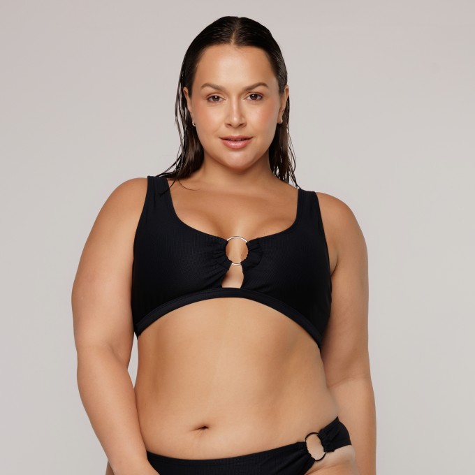 Top Biquini Argola Central Preto