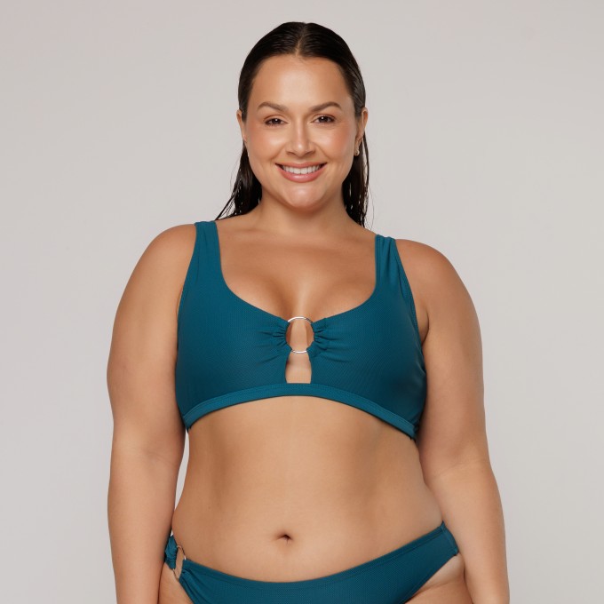 Top Biquini Argola Central Verde Musgo