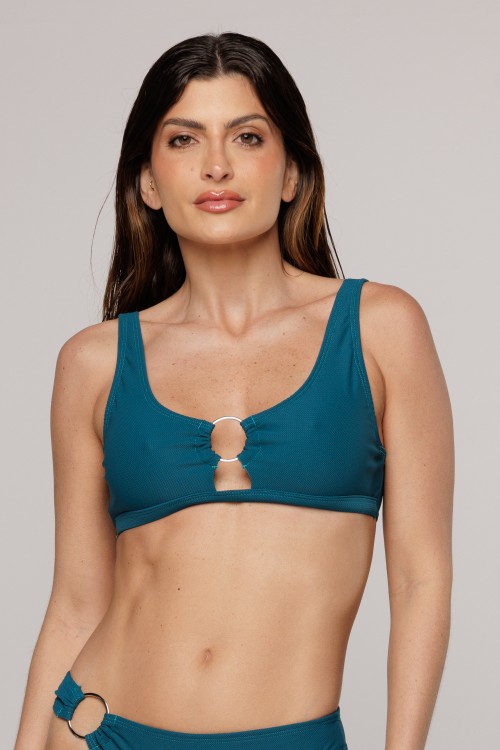 Top Biquini Argola Central Verde Musgo