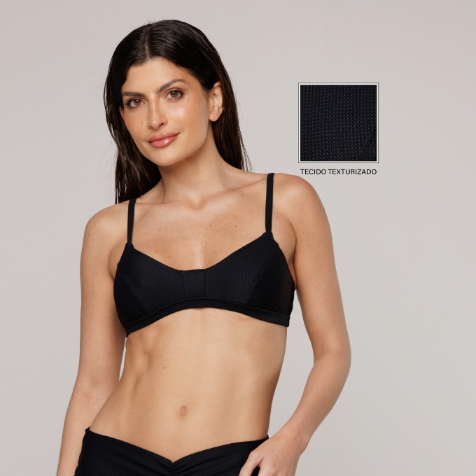 Top Biquini Recortes Preto