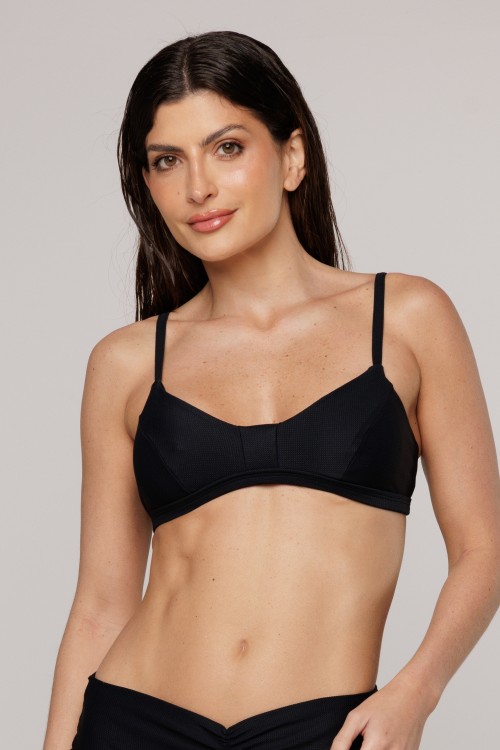 Top Biquini Recortes Preto