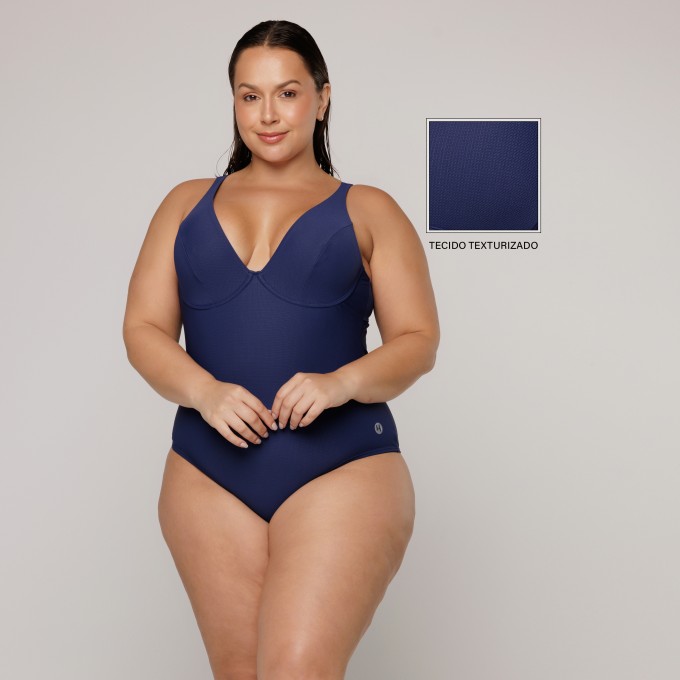 Body Maiô Cortinão com Aro Azul Marinho
