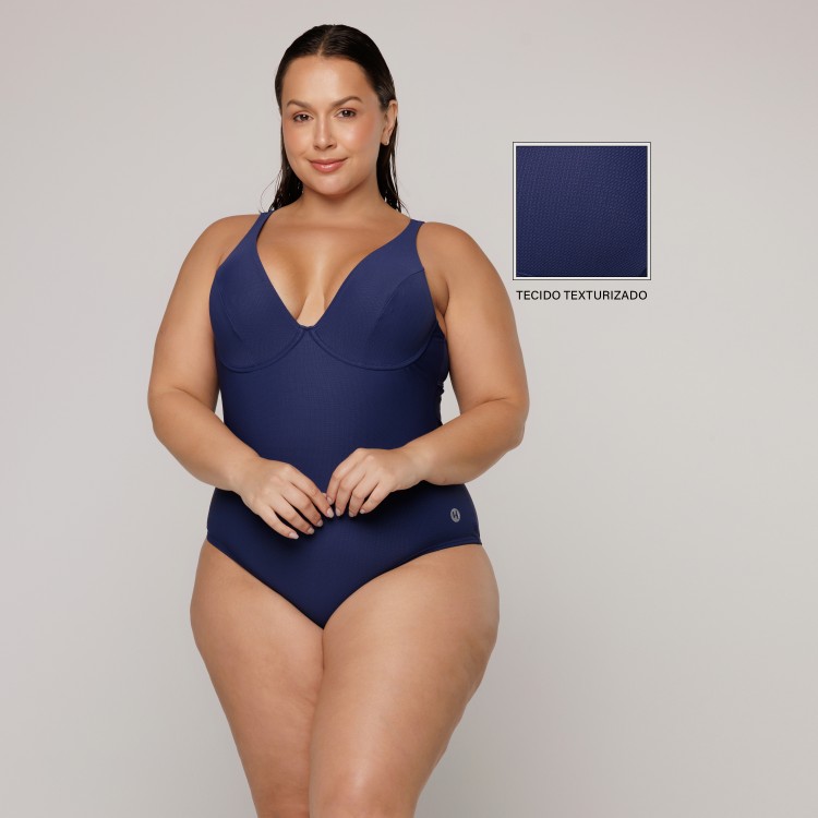 Body Maiô Cortinão com Aro Azul Marinho