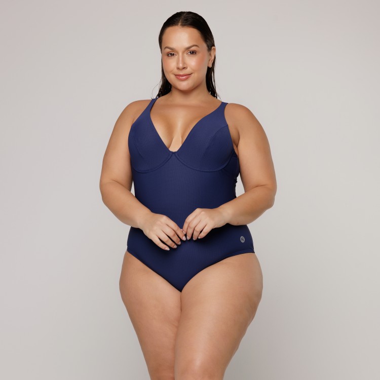 Body Maiô Cortinão com Aro Azul Marinho